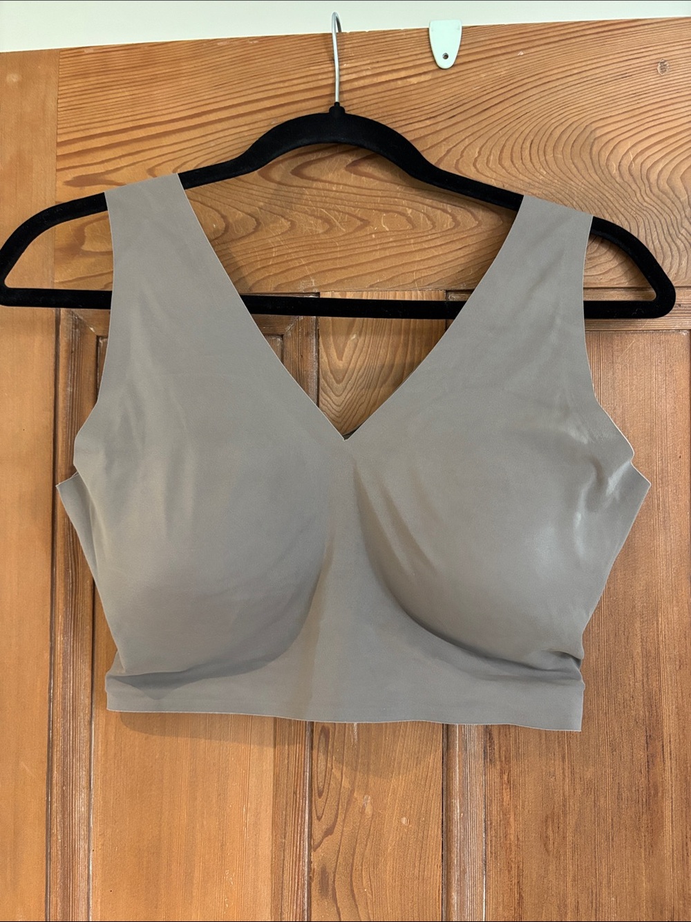True & Co. Seamless V-Neck Wireless Padded Bra in  Taupe Gray Size 1X